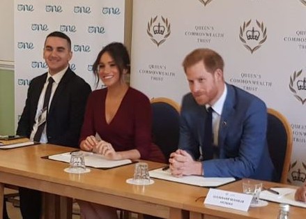 The Duke and Duchess of Sussex with at the a roundtable discussion to discuss gender equality and inclusion