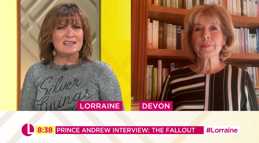 Lorraine Kelly said the interview was 'toe curling'