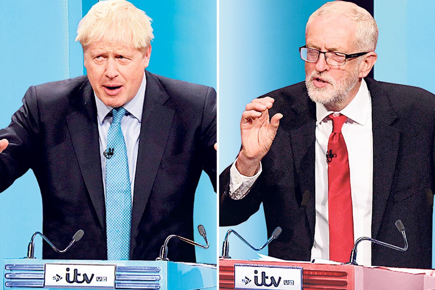  Our mock-up of Boris Johnson and Jeremy Corbyn going head-to-head in their live ITV clash planned for November 19