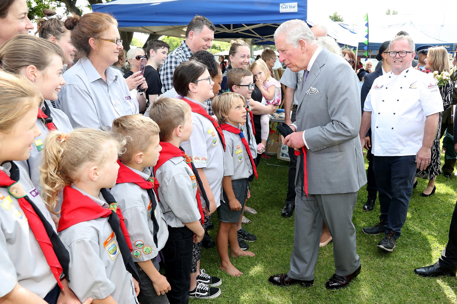 The Prince of Wales meets with some young scouts