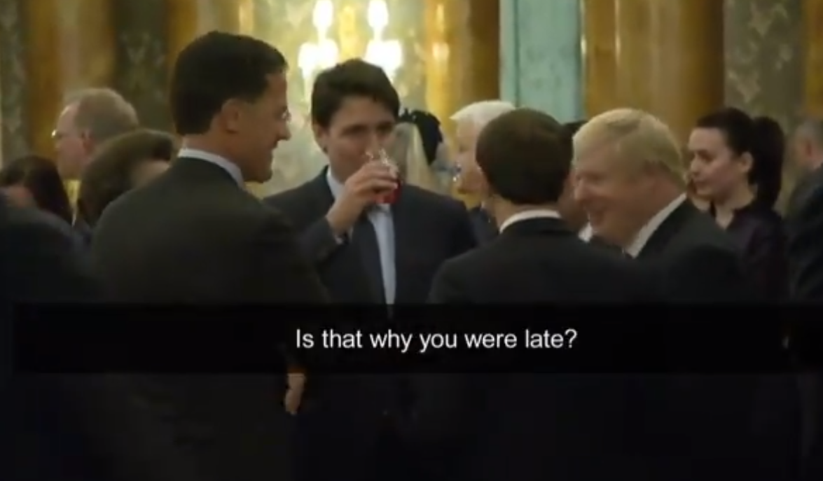 <a href='https://en.wikipedia.org/wiki/Boris_Johnson'></img>Boris Johnson</a> was heard asking Macron about why he was late to the reception” width=”960″ height=”561″ /><figcaption class=