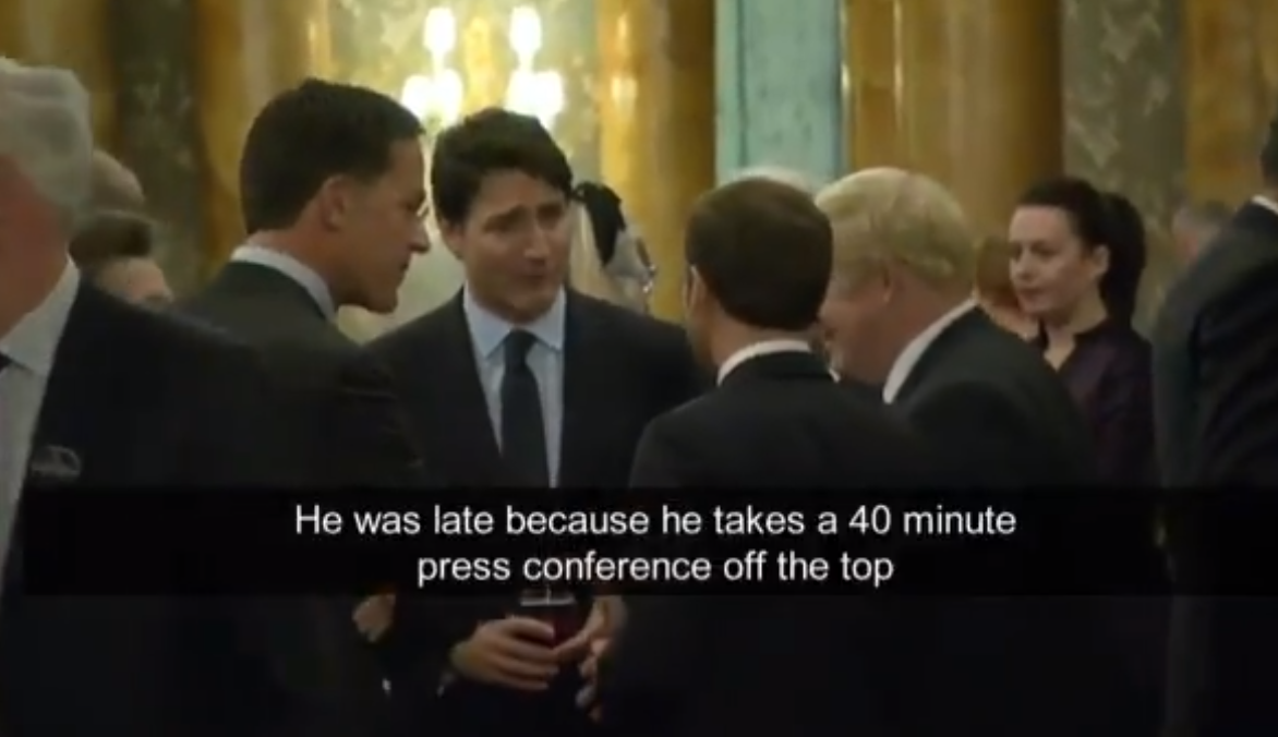 A clip appeared to catch leaders including Justin Trudeau and Emmanuel Macron speaking about Donald Trump