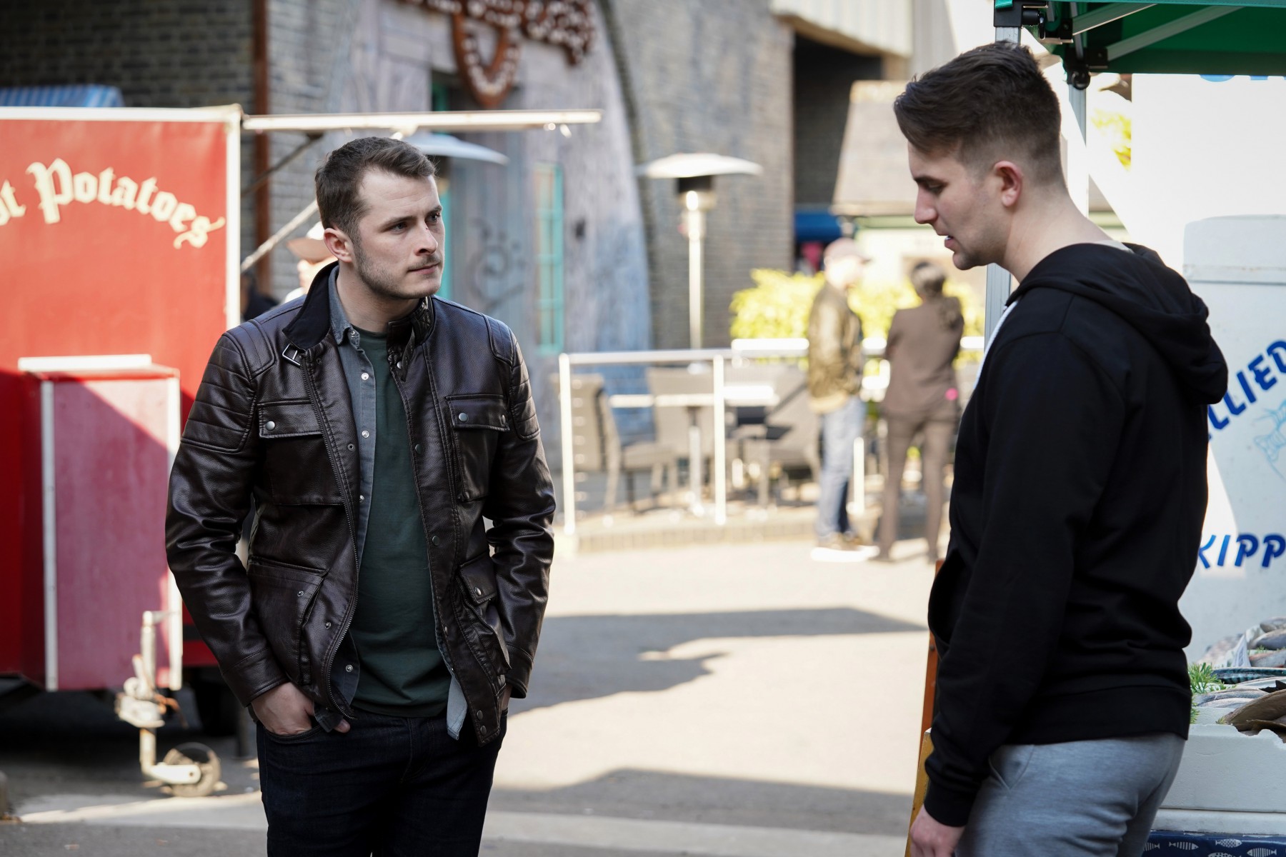Ben and Callum argue in the Square in EastEnders