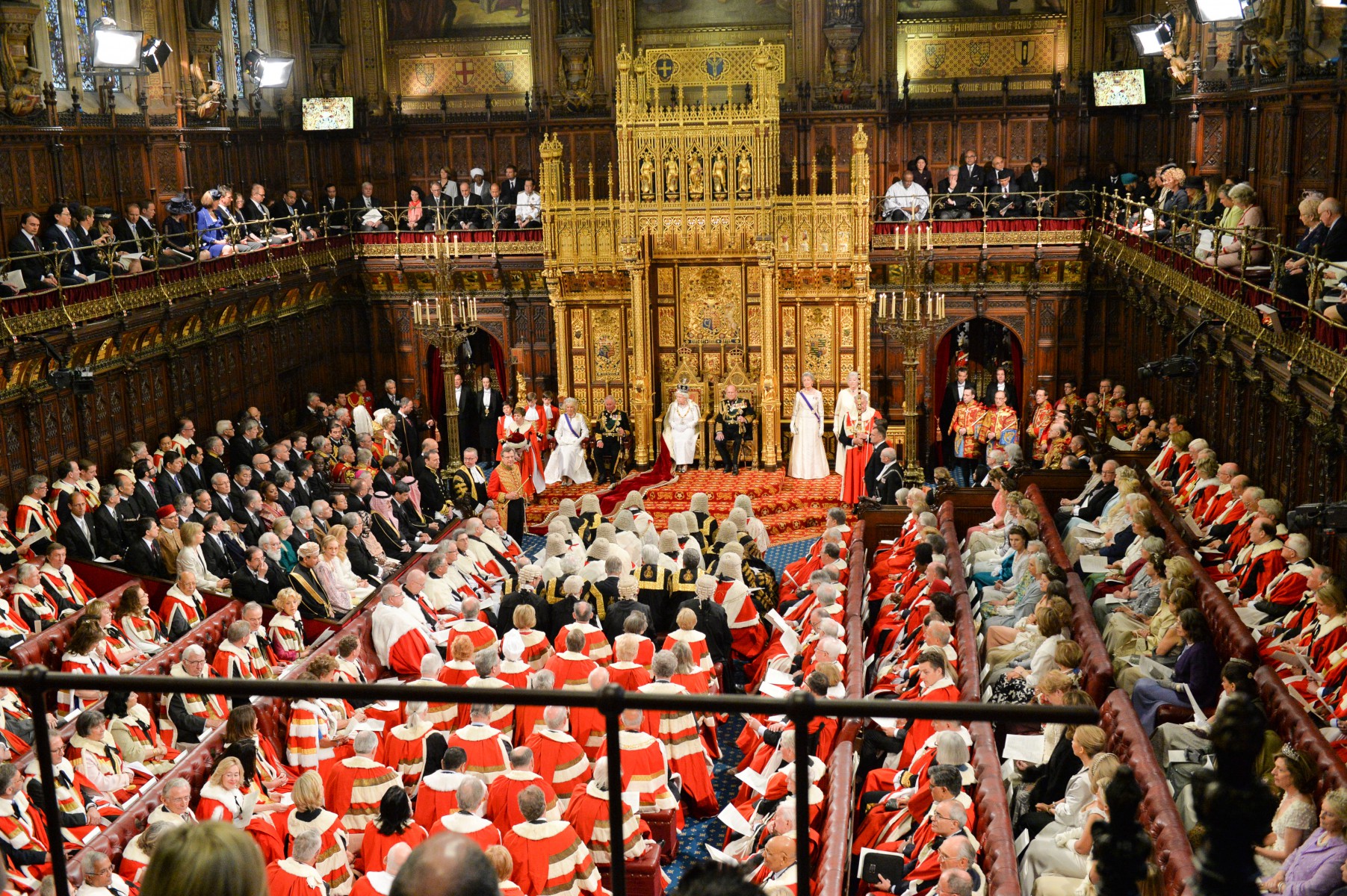 The Queen delivering her speech to the Lords in May 2016