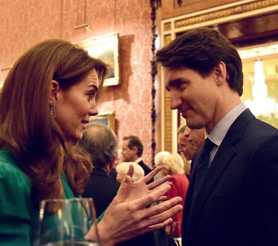 Kate Middleton also was pictured speaking to the Canadian PM