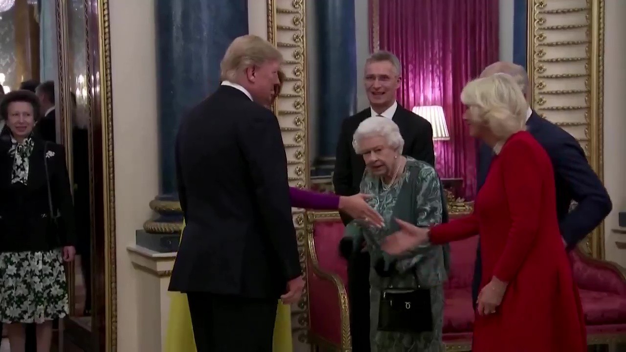 The Queen had appeared to gesture after the chat with Donald Trump