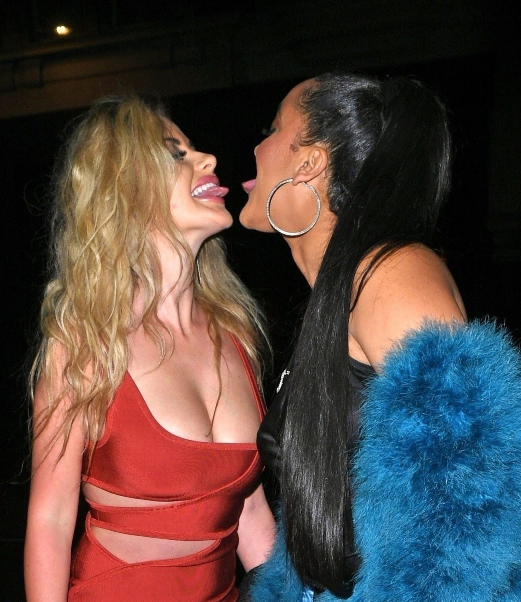 Chloe and Natalie kiss in the street on their wild night out in London last year
