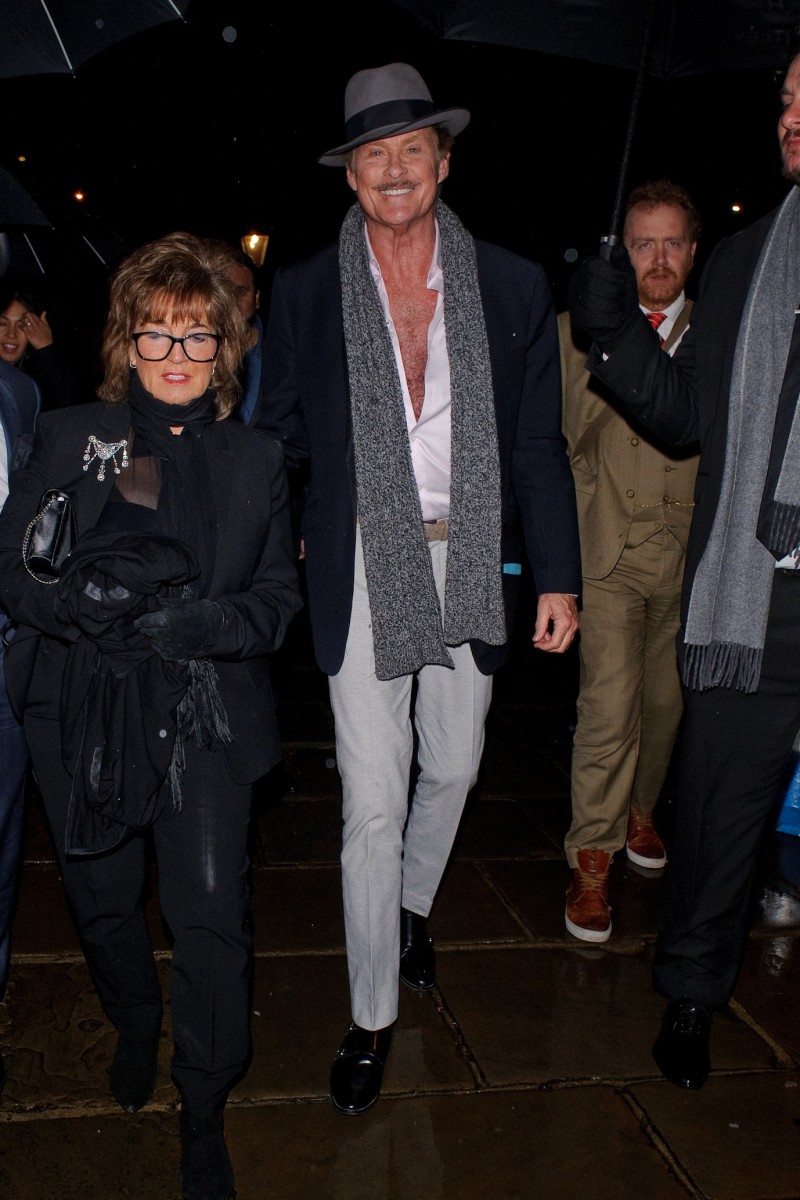 David Hasselhoff made a statement with a very unbuttoned shirt for the party
