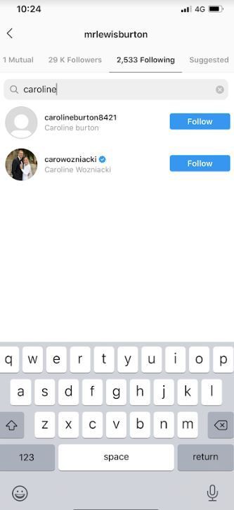 Lewis no longer follows Ms Flack on Instagram 