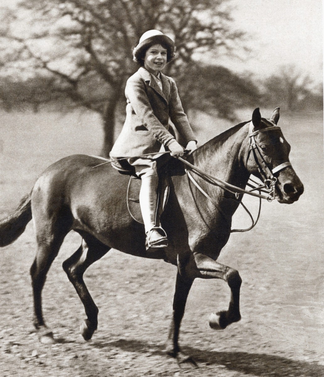 Her Majesty, pictured in 1934, riding her pony in Windsor Great Park