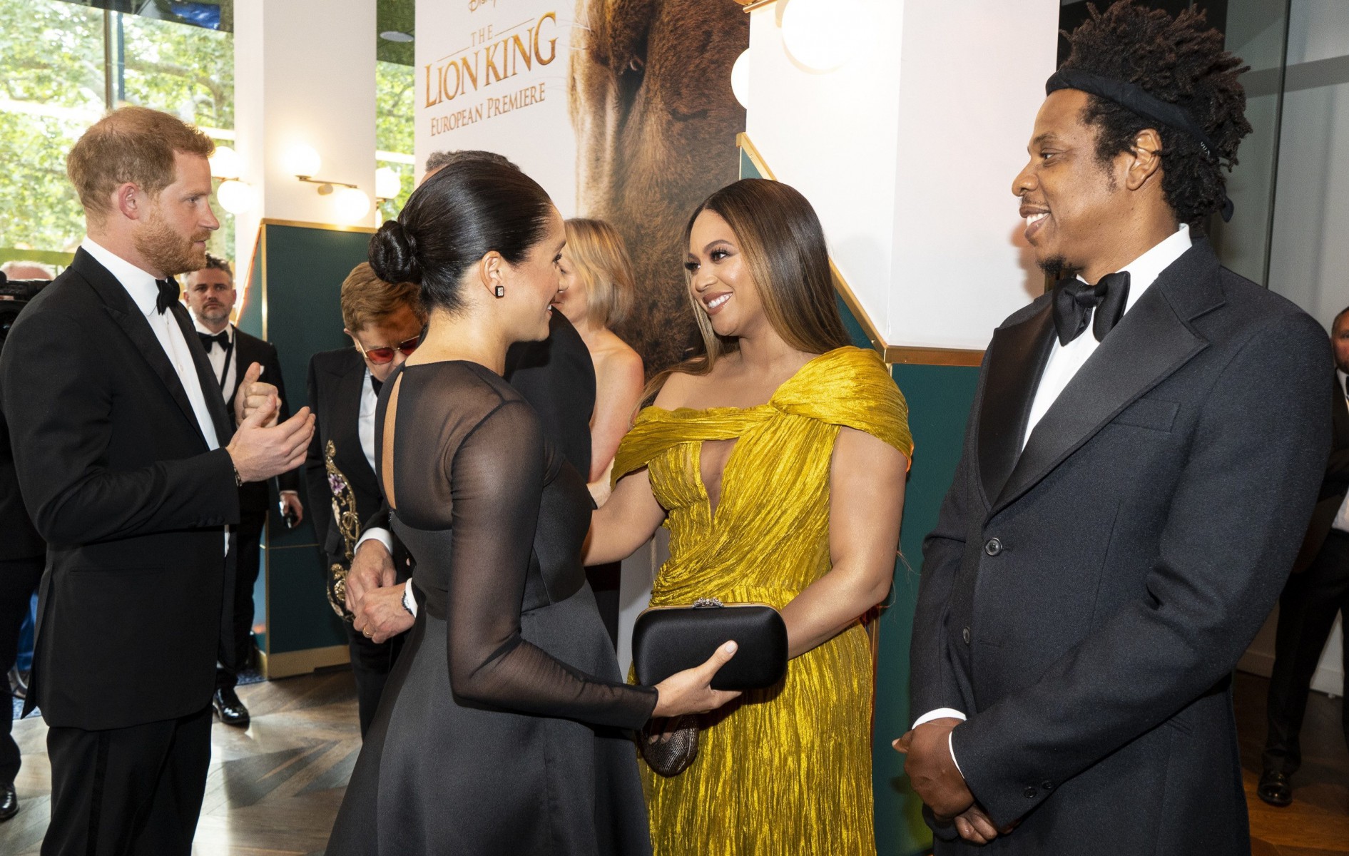 Meghan was pictured speaking to Beyonce at the event