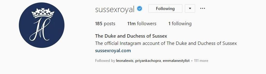   The SussexRoyal account now has 11,038,123 followers  