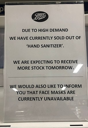 Many Boots stores are selling out of hand santiser