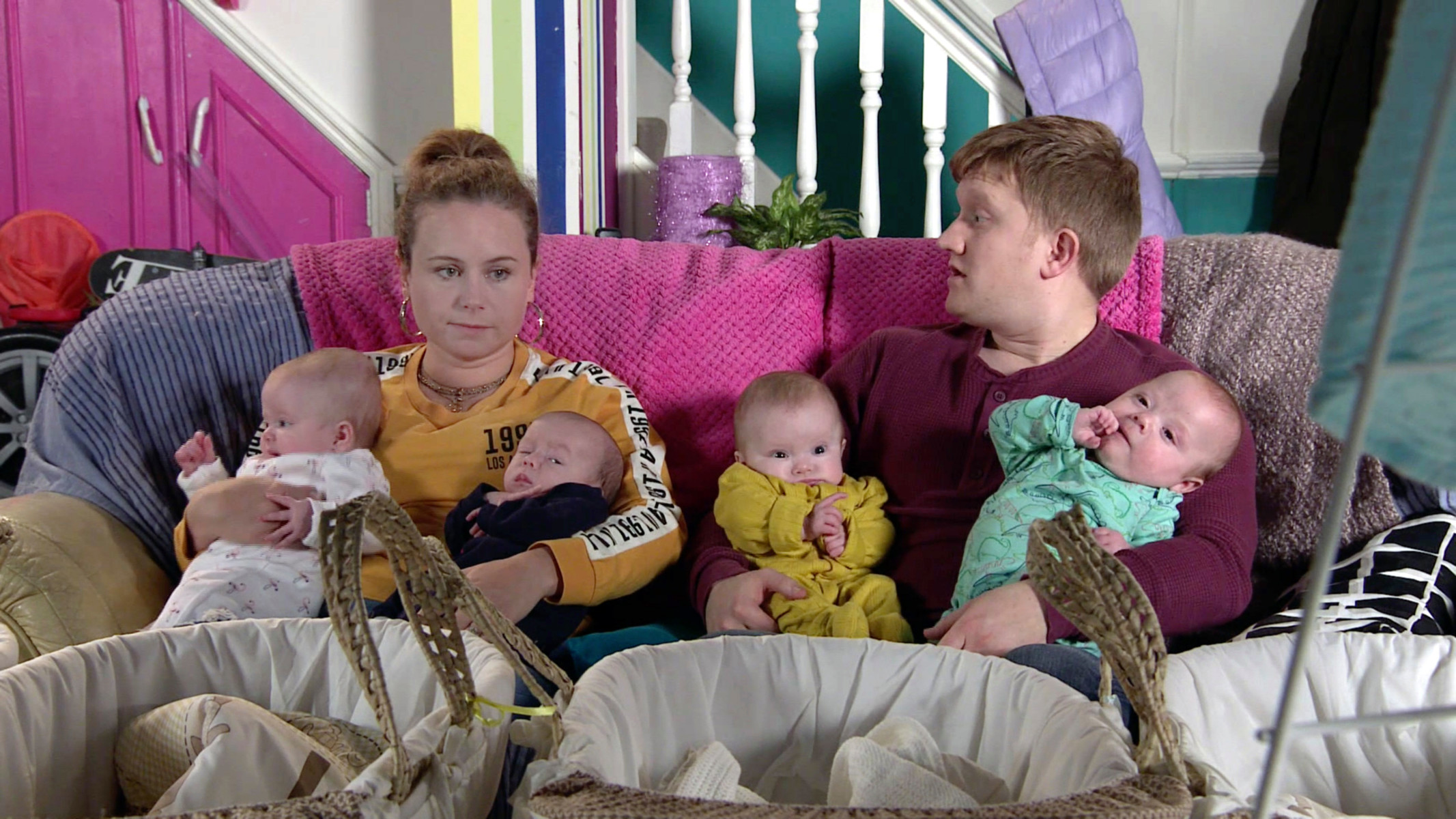 Gemma and Chesney are having a tough time taking care of their four babies in Coronation Street 