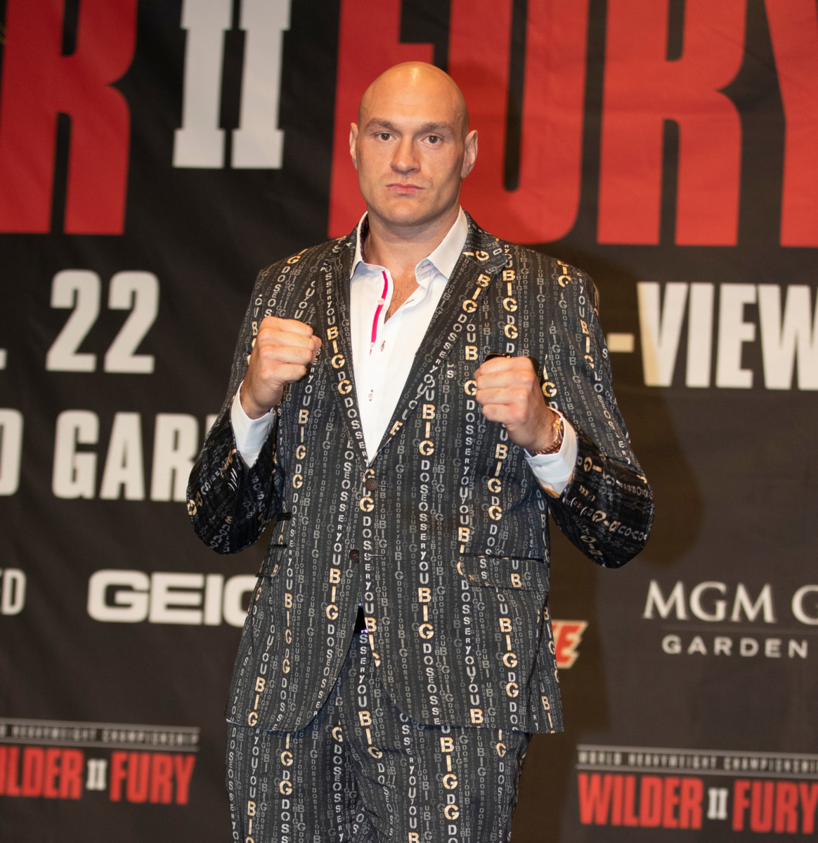 Tyson Fury has trademarked his favourite insult 'You Big Dosser' which can be seen printed on his suit