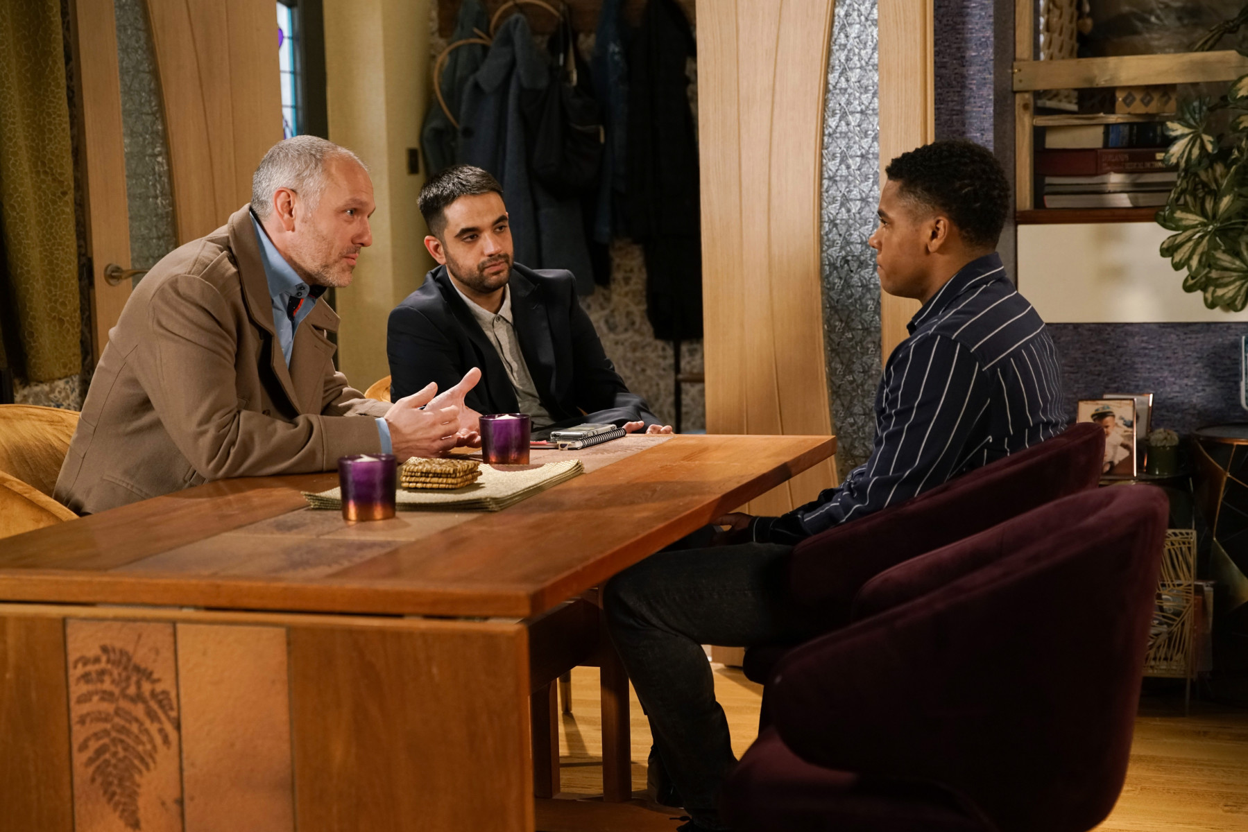 The County Manager and Press Officer call on James to discuss his options in Coronation Street