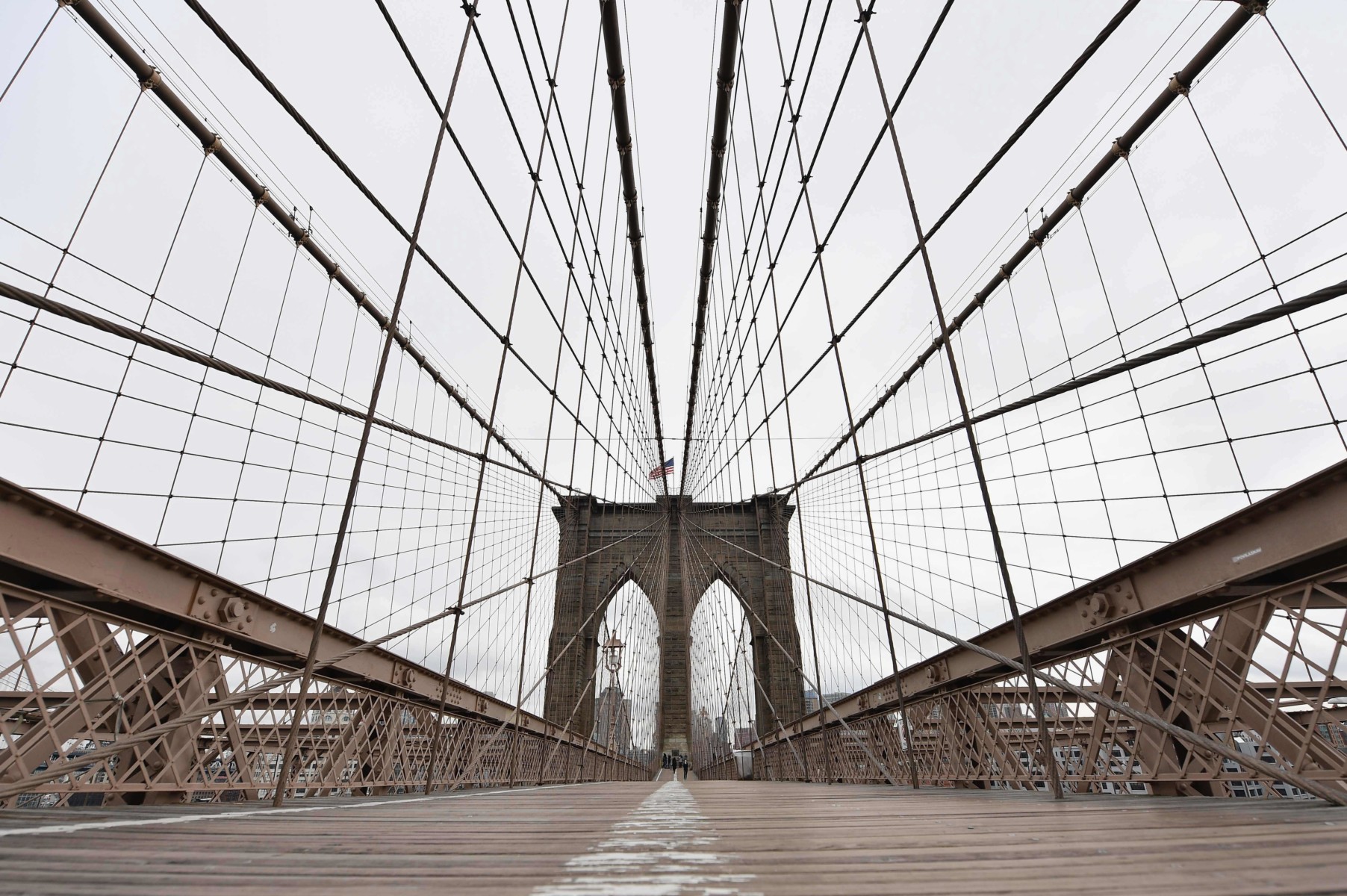 New York City's Brooklyn Bridge is empty