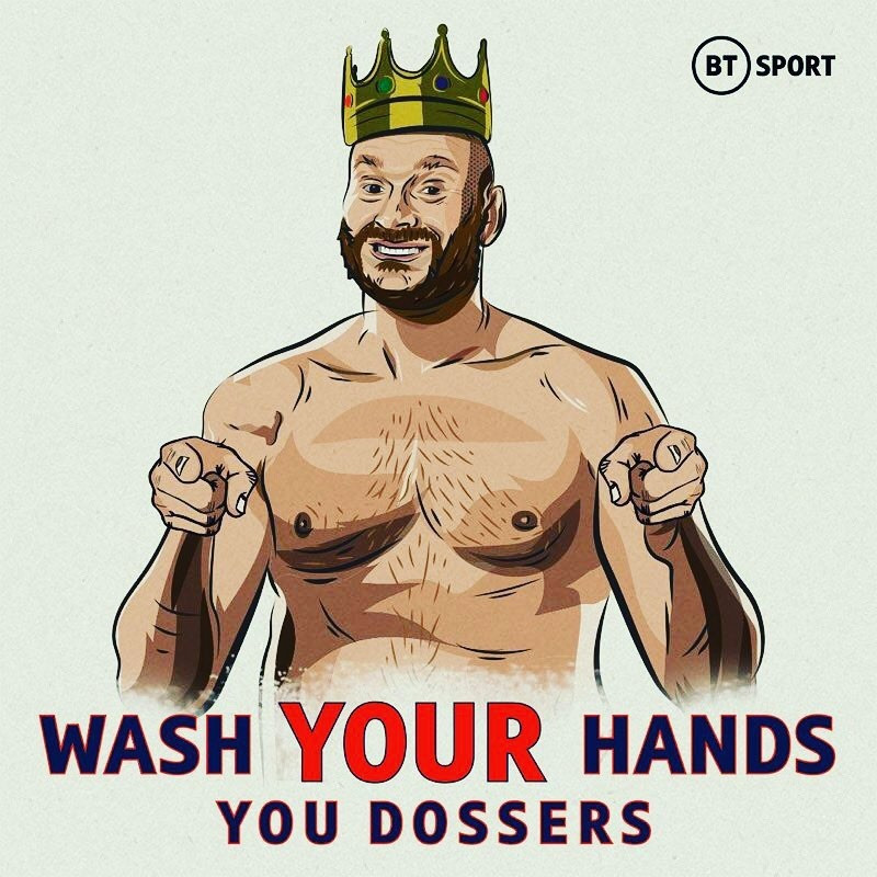 Tyson Fury urges ‘wash your hands you dossers’ as Brit heavyweight king