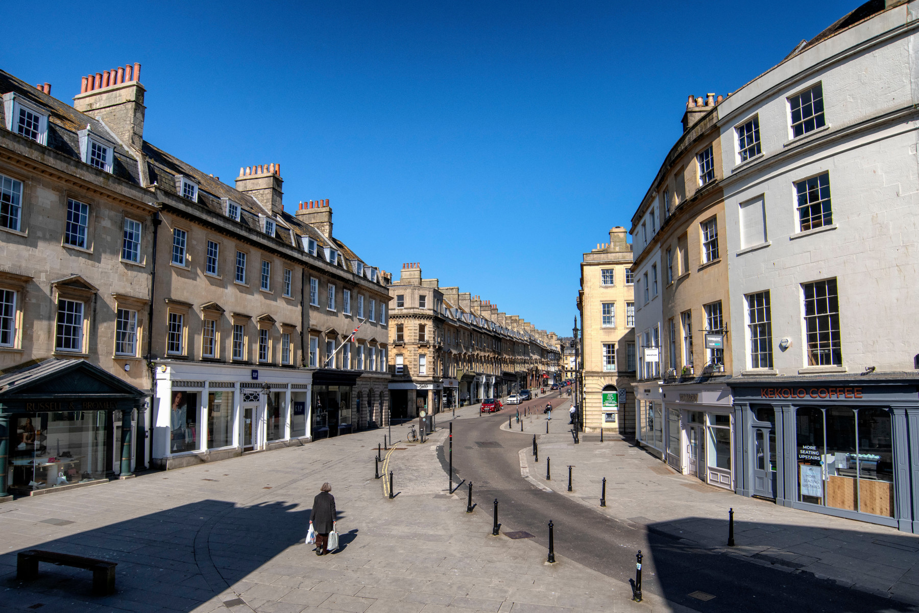 Tourists have deserted the shops of picturesque Bath in Somerset as the lockdown bites