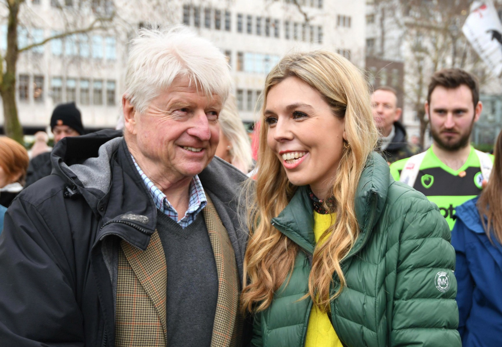 Boris Johnson's lover Carrie Symonds with his dad Stanley at a demonstration against Japan's whale hunting practice