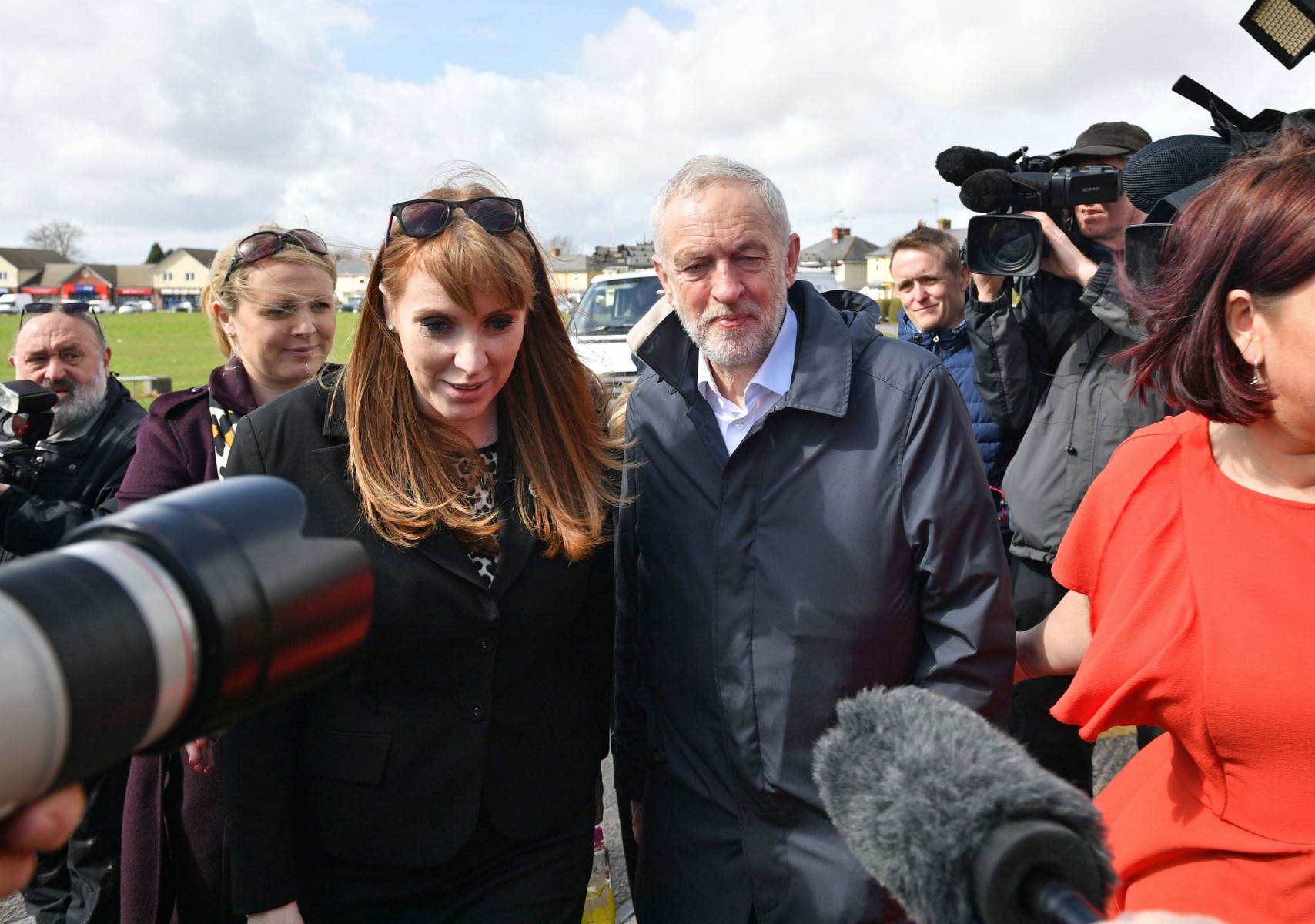Angela alongside former Labour leader Jeremy Corbyn who will now make way for Keir Starmer