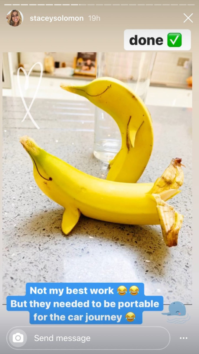Stacey Solomon has revealed the dolphin bananas she made for her two eldest sons