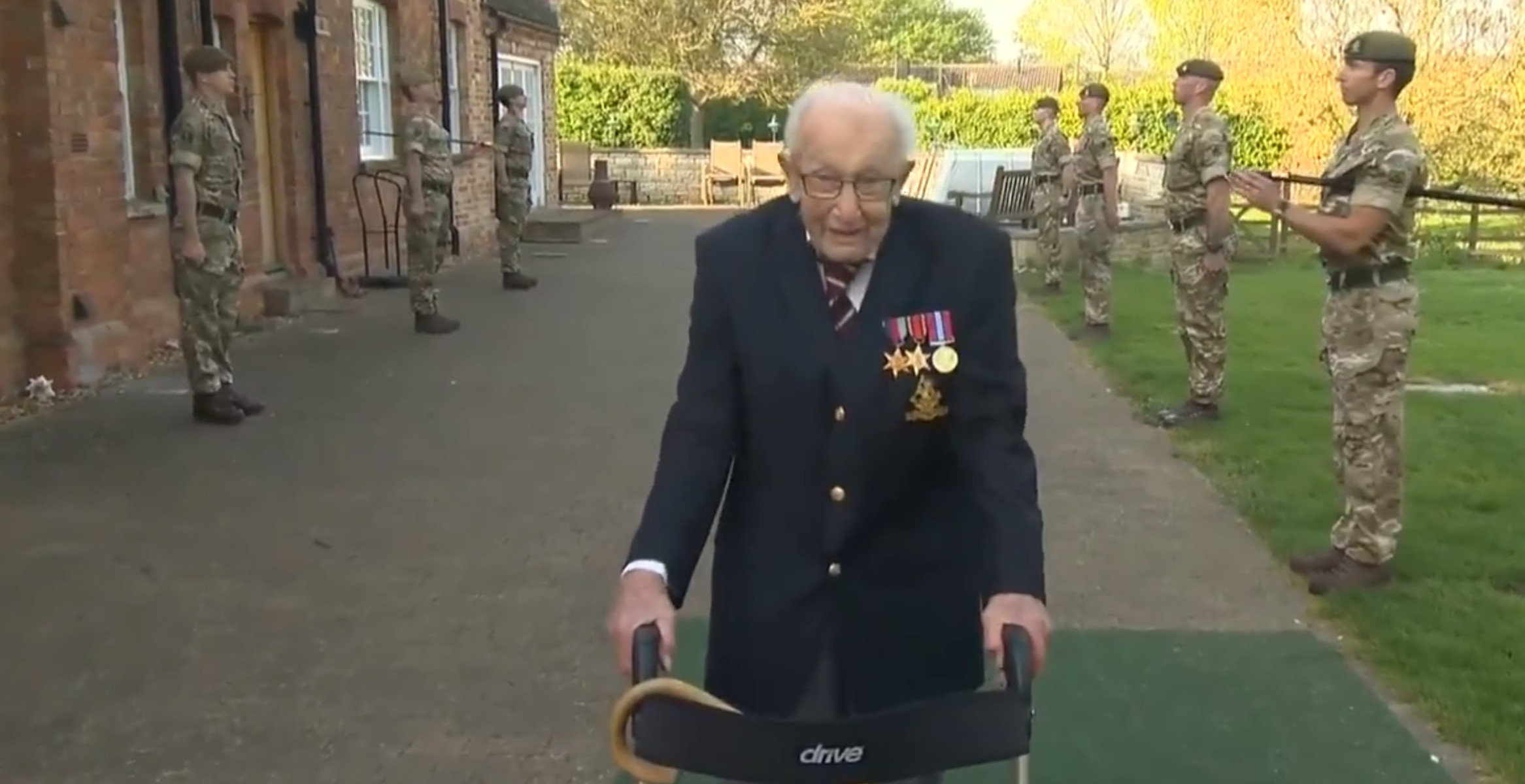The Ministry of Defence tweeted its congratulations as he finished his walk