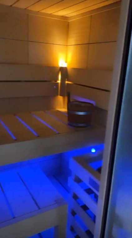 The state of the art sauna is fitted with mood lighting