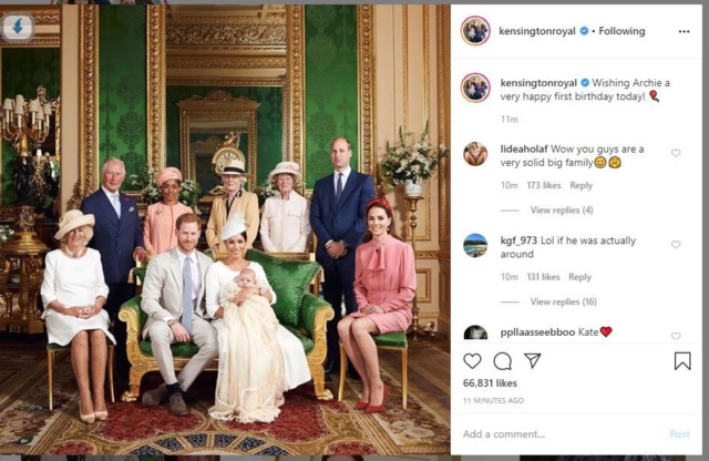 Kate Middleton and Prince William shared a photo of Archie from his christening to mark his first birthday - but made no mention of Harry and Meghan's wedding anniversary yesterday