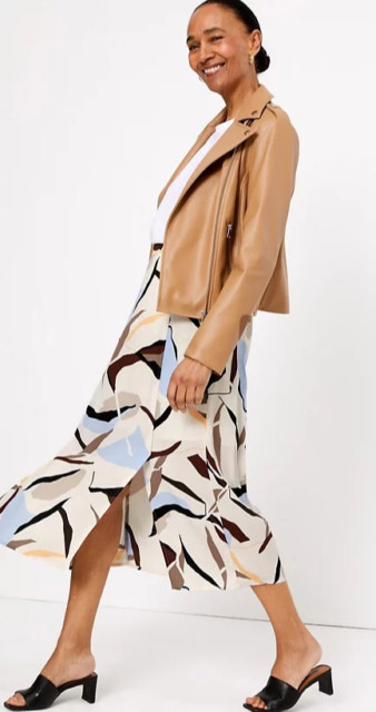 M&S Collection ­Geometric Split Front Midi Skirt