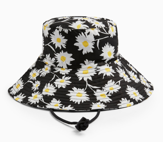 Daisy Print Wide Bucket Hat