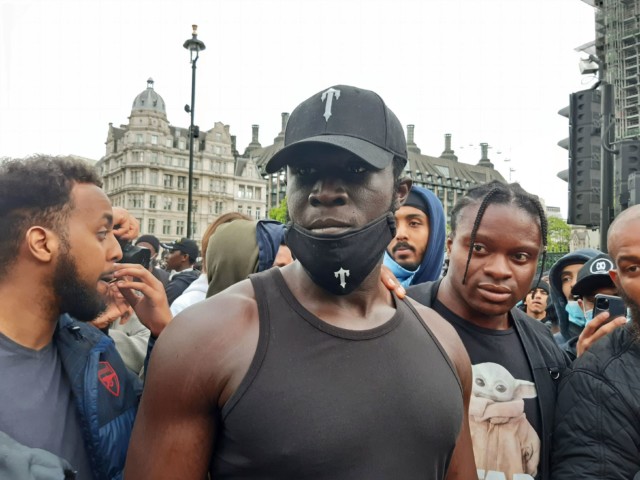 Stormzy at the Black Lives Matter protest in Parliament Square today
