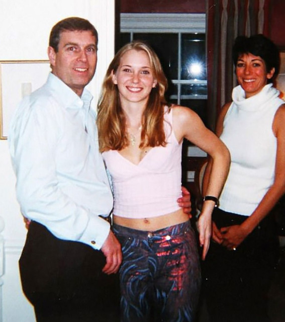 Prince Andrew and Virginia Roberts, aged 17, at Ghislaine Maxwell's townhouse in London