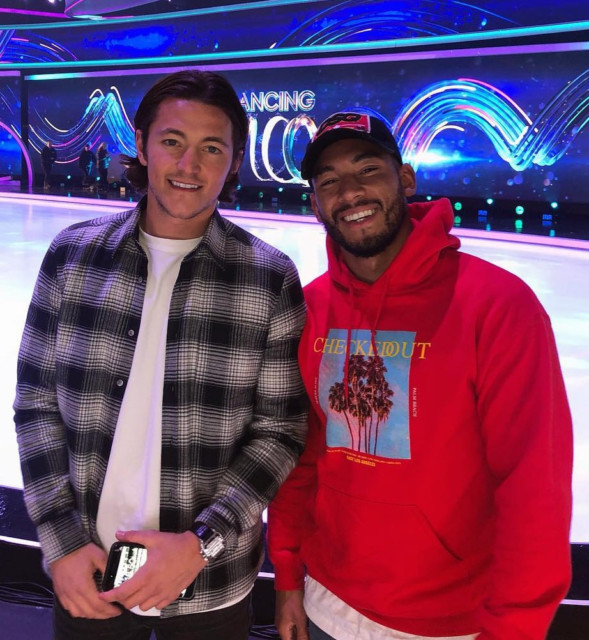 With Love Island star Josh Denzel on the set of Dancing On Ice