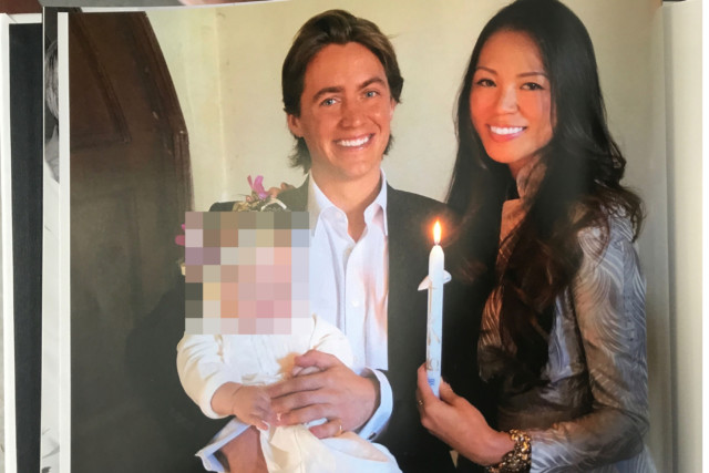 Edoardo Mapelli Mozzi pictured with ex Dara Huang at their son's Christening