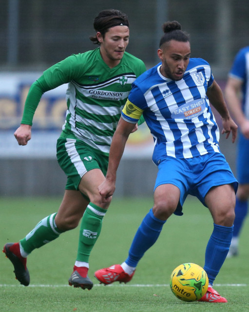 The lad playing for Waltham Abbey in a game against Hertfordshire club Ware