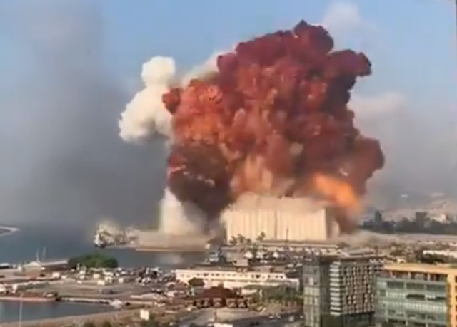 The mammoth explosion erupted in the port yesterday