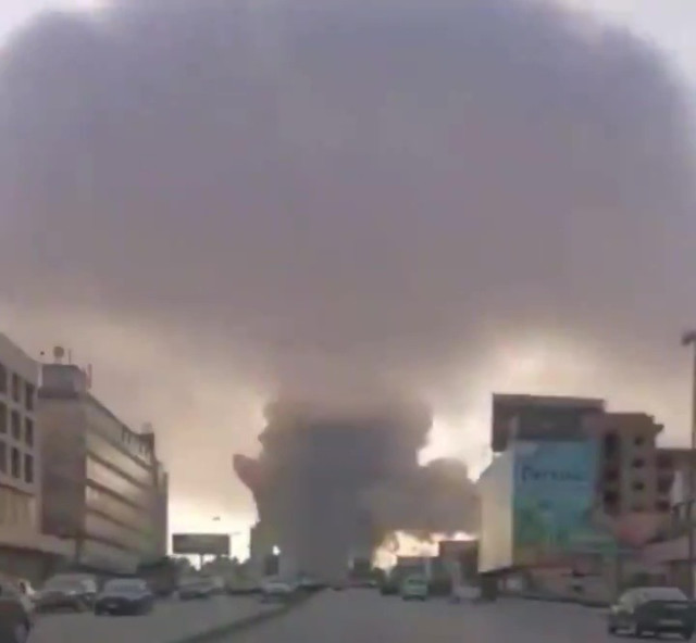 Dashcam video shows the mushroom cloud looming over Beirut