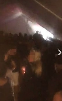 Footage emerged of the wild party in a giant gazebo