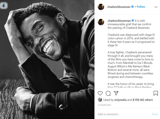 Chadwick Boseman has died at the age of 43