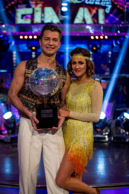 Strictly stars have paid tribute to Caroline Flack, pictured here after her victory with dance partner Pasha 
