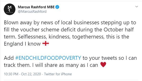 Rashford took to Twitter to show his appreciation after thousands signed his petition
