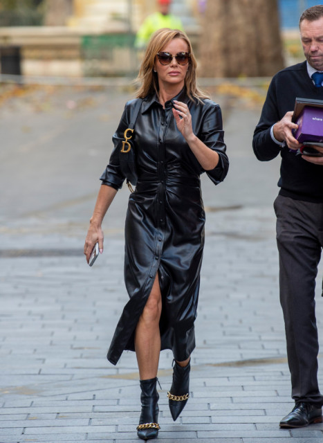 Amanda Holden struts her stuff in leather dress with thigh-high split ...