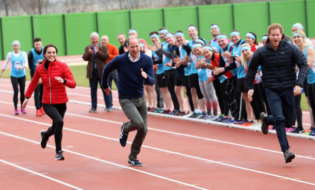  Ever the sporting couple, Kate and William raced against Prince Harry at the London Marathon Training Day in February 2017