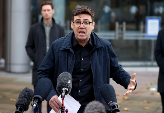 Andy Burnham speaking at a previous press conference