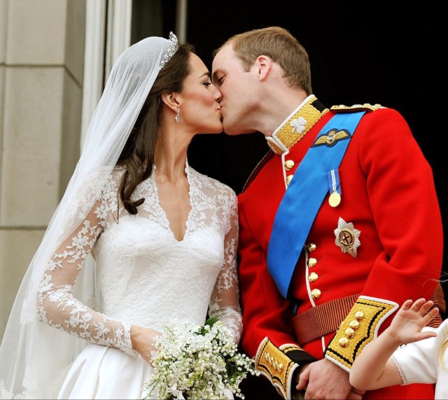  Prince William and Kate Middleton shared a kiss on the balcony of Buckingham Palace after their wedding in April 2011