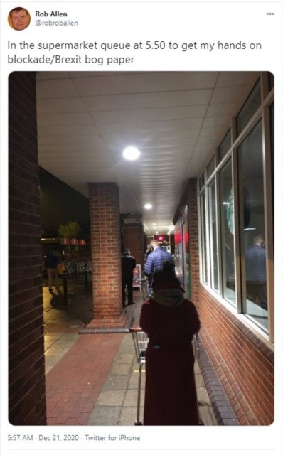 One Brit shared a photograph of people queuing outside shops at 5.50am