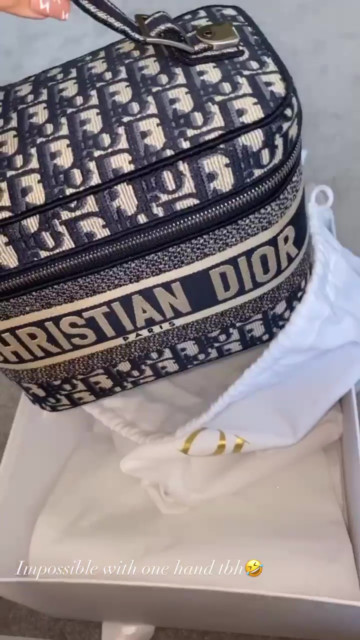 She unveiled the gorgeous monogrammed Dior vanity case