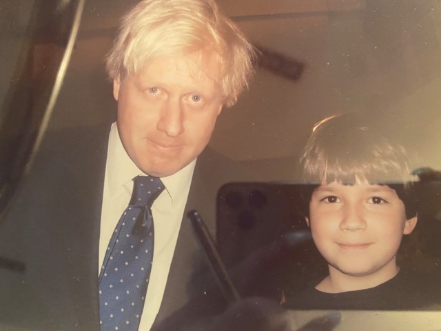 Sven pictured with Boris Johnson as a child