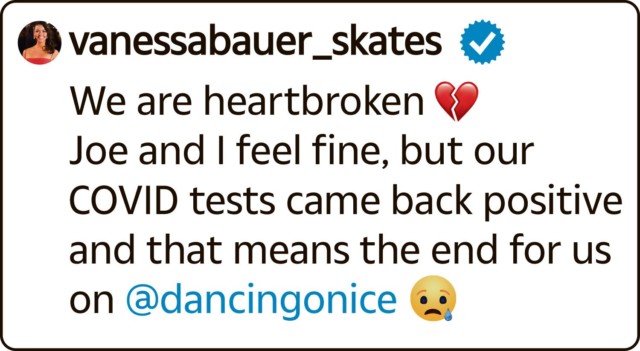 Vanessa said that she and Joe were 'heartbroken' after their positive Covid tests